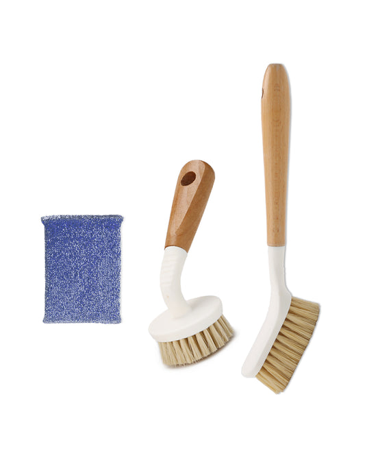 Sisal Dish Washing Brush with Bamboo Handle Dish Scrubber, Scrub Brush for Pans, Pots, Dishwashing and Cleaning Brushes (Square Brush and Short Brush)