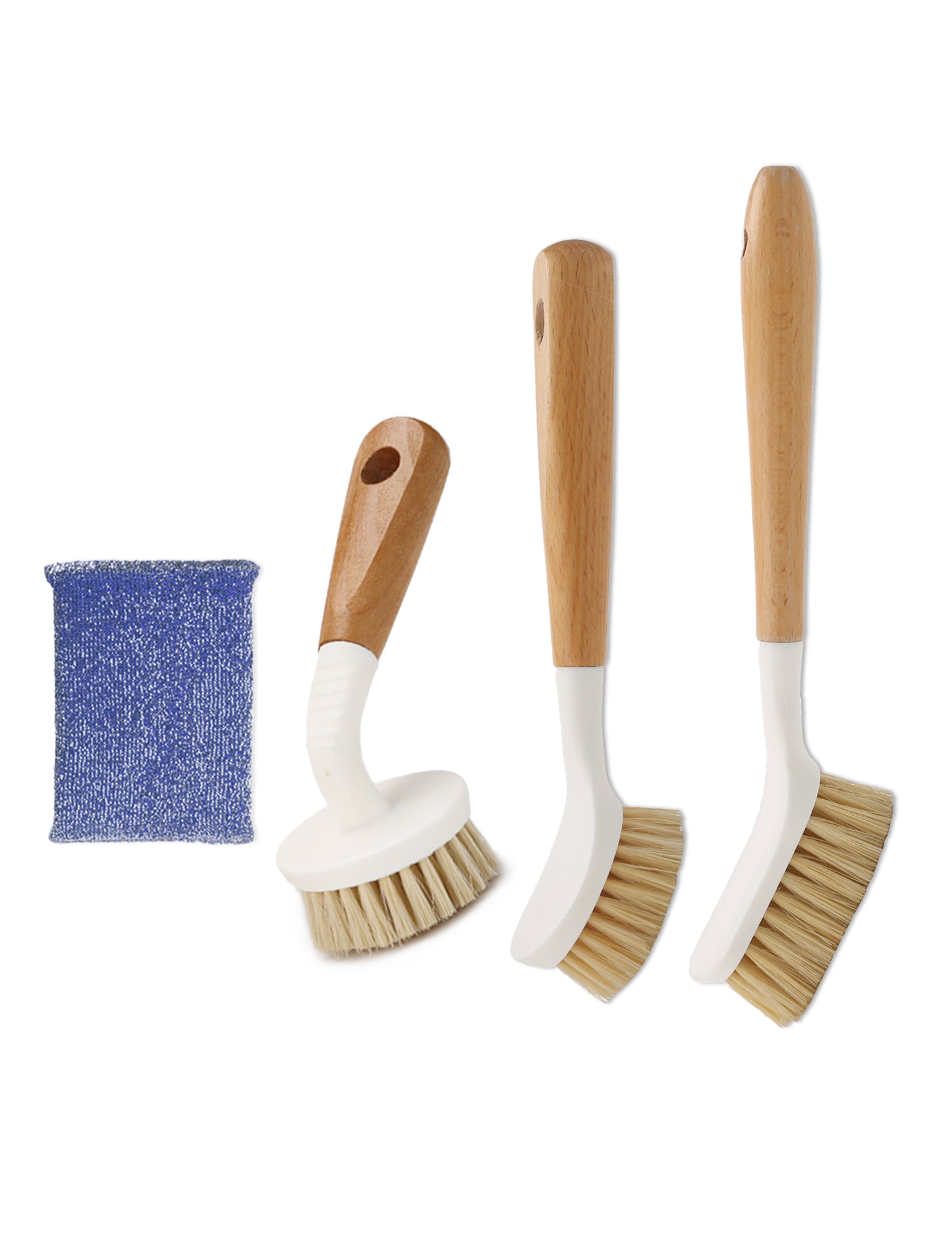 Sisal Dish Cleaning Brush with Bamboo Handle Dish Scrubber, Scrub Brush for Pans, Pots, Dishwashing and Cleaning Brushes (Square Brush, Round Brush and Short Brush)