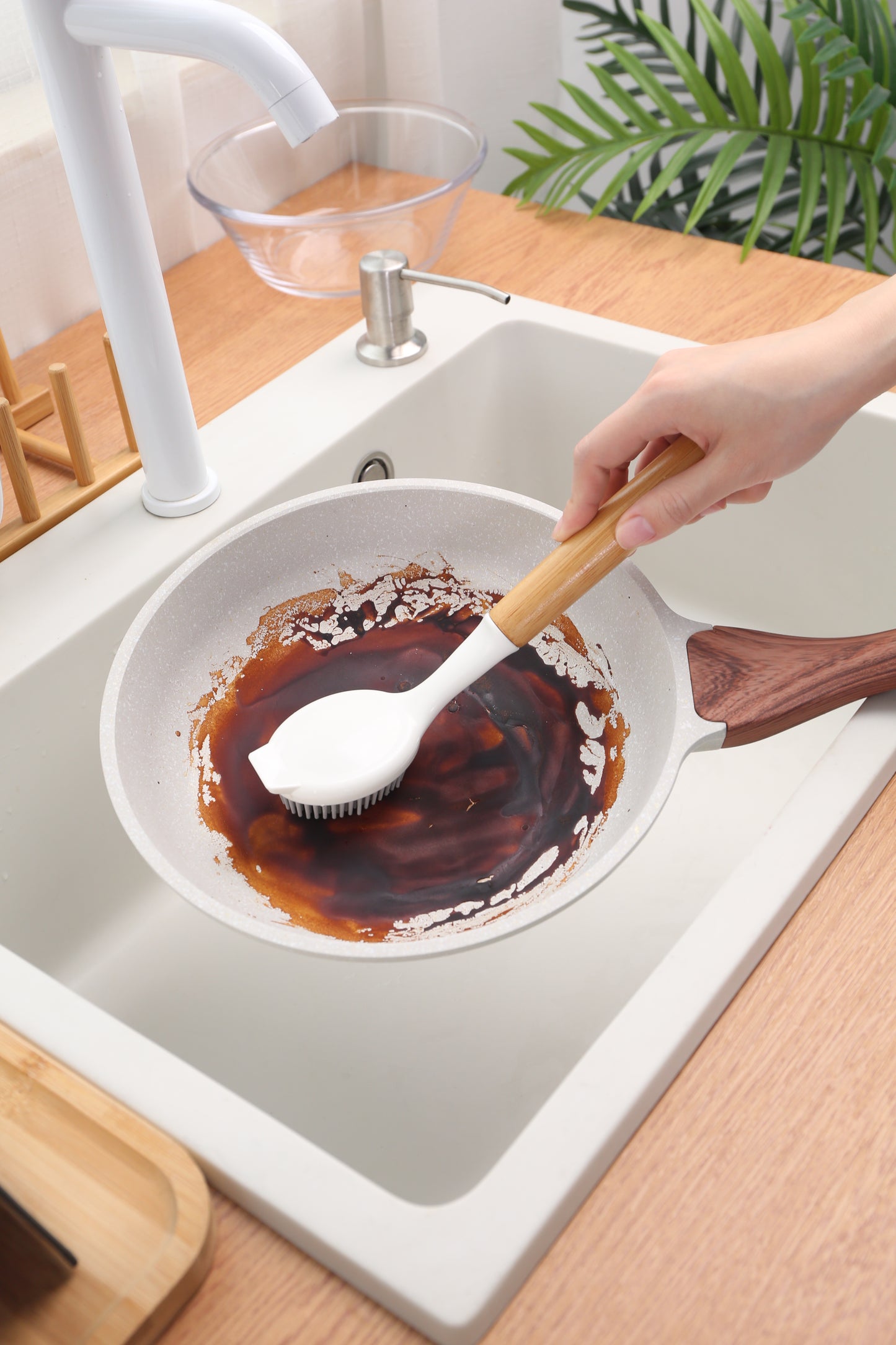 Pot Scrubber Handle, Kitchen Scrub Brushes, Scrub Brush Cup
