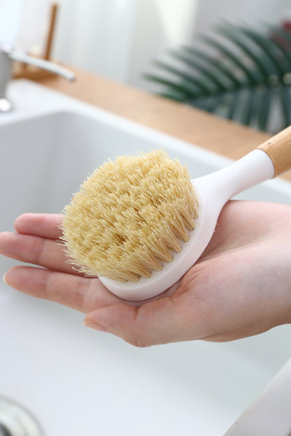 Sisal Dish Cleaning Brush with Bamboo Handle Dish Scrubber, Scrub Brush for Pans, Pots, Dishwashing and Cleaning Brushes (Square Brush, Round Brush and Short Brush)