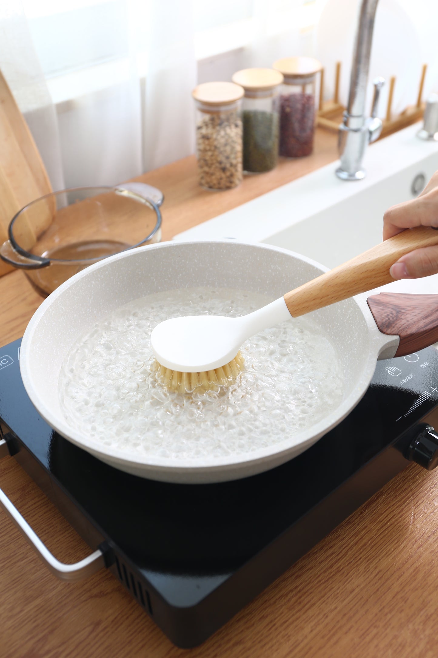 Sisal Dish Washing Brush with Bamboo Handle Dish Scrubber, Scrub Brush for Pans, Pots, Dishwashing and Cleaning Brushes (Square Brush and Short Brush)