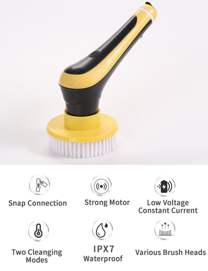 Electric Spin Scrubber Cordless Power Shower Cleaning Brush with 10 Replaceable Brush Heads and Adjustable Extension Handle for Kitchen, Bathroom, Shower, Tub, Tile, Floor, Car