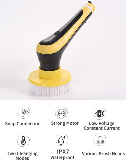 Electric Spin Scrubber Cordless Power Shower Cleaning Brush with 16 Replaceable Brush Heads and Adjustable Extension Handle for Kitchen, Bathroom, Shower, Tub, Tile, Floor, Car (16 Brush Heads)