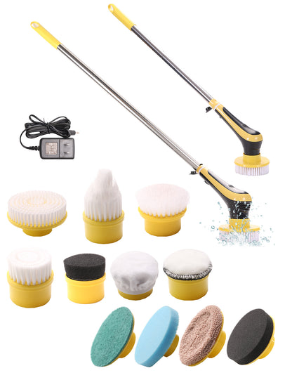 Electric Spin Scrubber Cordless Power Shower Cleaning Brush with 10 Replaceable Brush Heads and Adjustable Extension Handle for Kitchen, Bathroom, Shower, Tub, Tile, Floor, Car